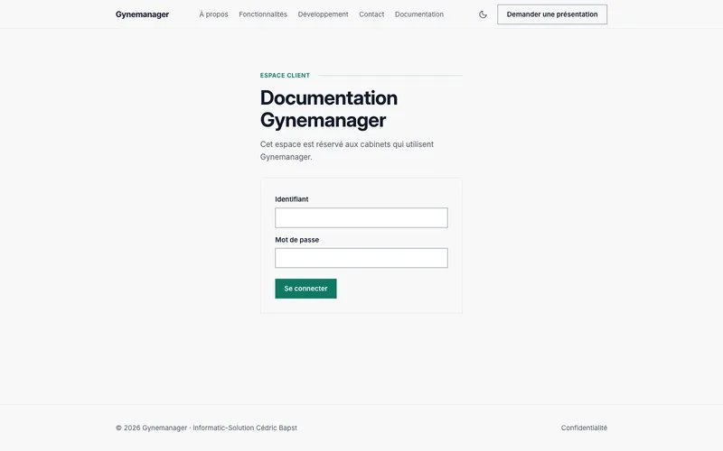 Capture d'écran 2 — Site web Gynemanager